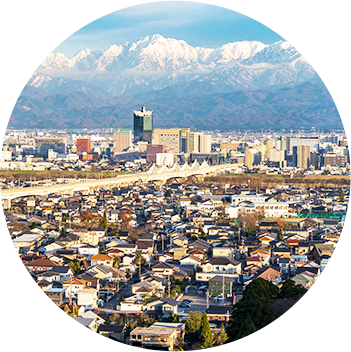 富山県立山町の街並み